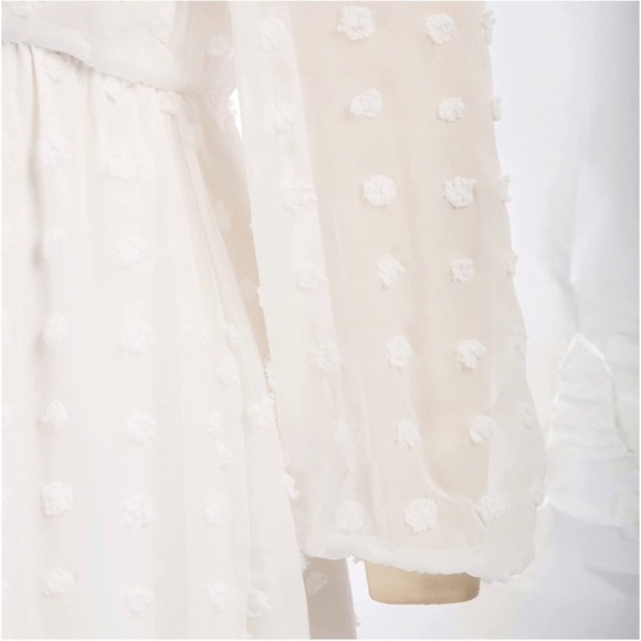 Chiffon Swiss Dot Empire Party Dress with Sheer Long Sleeves 💕 Plus Size 22/24 - Picture 5 of 7